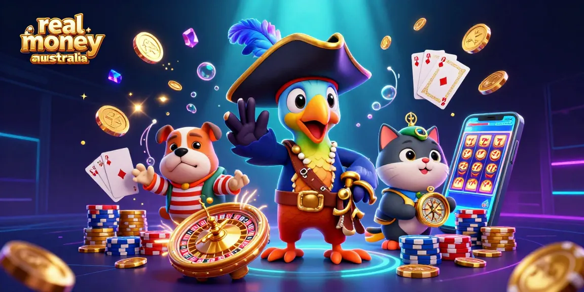 Engage with top real money casino Australia illustrations featuring sparkling gems and dynamic casino elements.